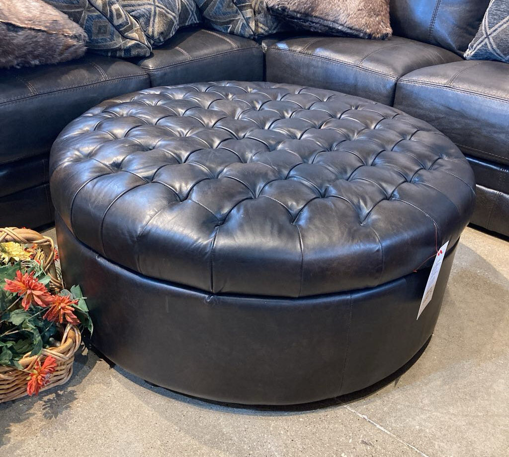 Restoration Hardware Oversized Leather Tufted Storage OTTOMANS 42Wx17H
