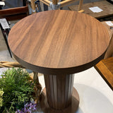 Round Fluted Pedestal END/SIDE TABLE Walnut 13.5d20.5h