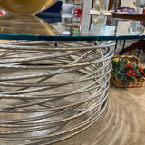 1970s Sculptural Italian Spiral Base w/ Round Glass Top DINING TABLE 84d29h