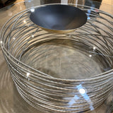 1970s Sculptural Italian Spiral Base w/ Round Glass Top DINING TABLE 84d29h