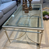 Antique Silver Gilt Rectangular Glass Top COFFEE/COCKTAIL TABLE 46w25.5d20h