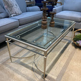 Antique Silver Gilt Rectangular Glass Top COFFEE/COCKTAIL TABLE 46w25.5d20h
