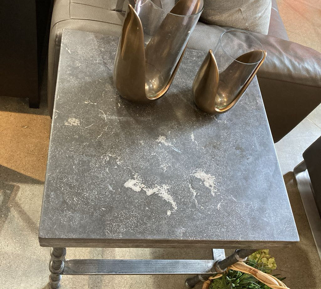 Square Cast Iron Base & Granite Top END/SIDE TABLE 22w22d25h