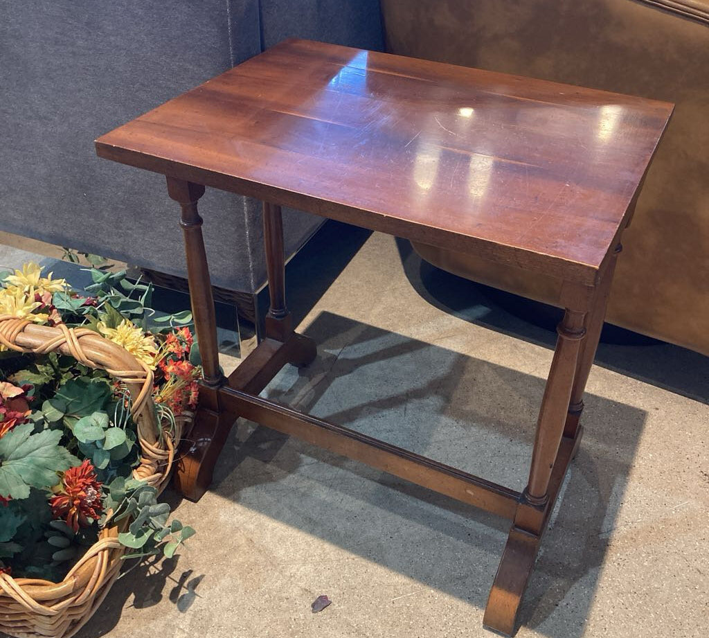 Vintage Wood Trestle Table SIDE TABLE 21w16d22h