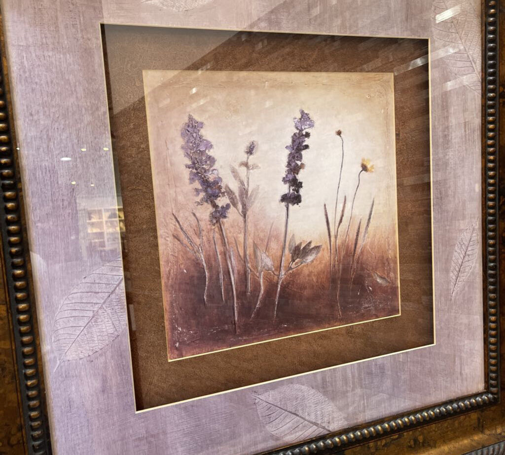 Ornately Framed Decorative Floral Print ART WORK 30Wx30H