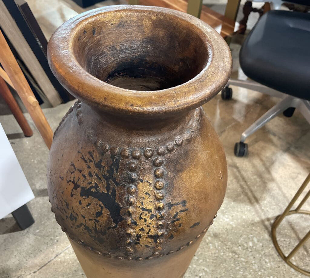 Heavy Antiqued Finish Plaster Floor Vase ACCESSORIES 12Wx35H