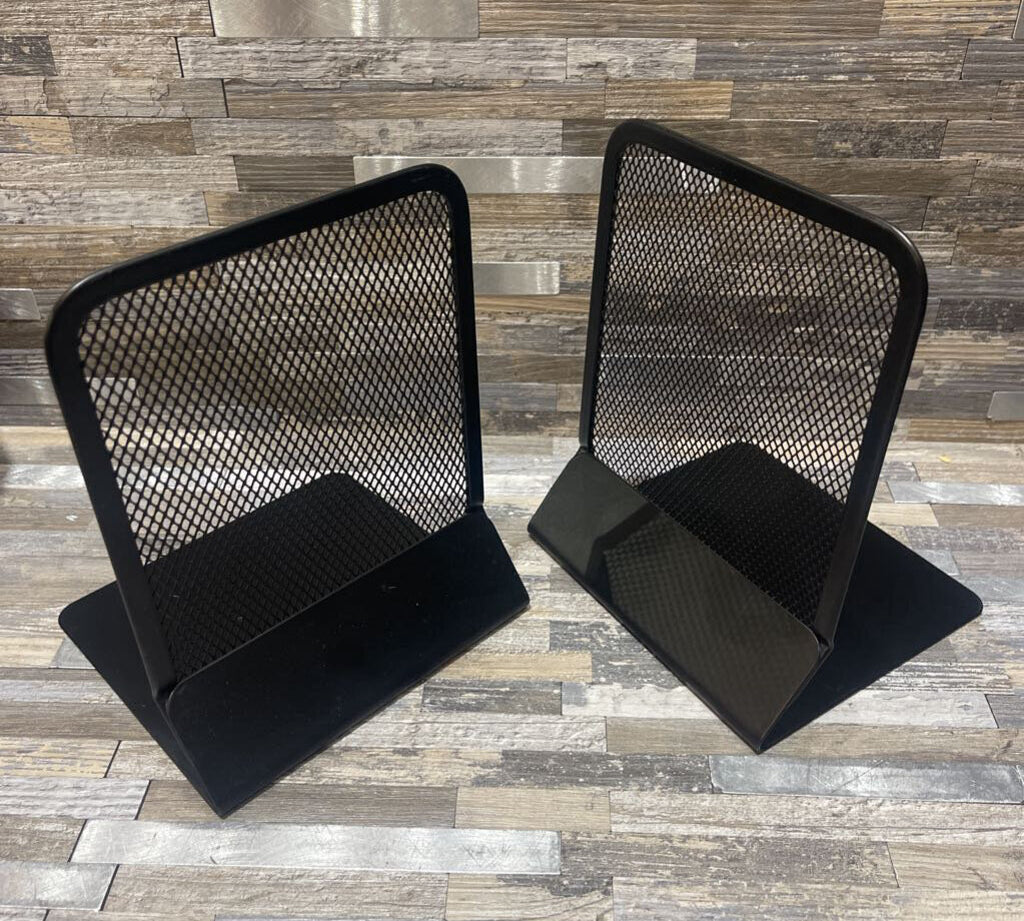 Metal Mesh Desk Bookends ACCESSORIES Black 5.5Wx6.5H