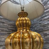 Luxe Gourd Shaped Oversized Base w/ Silken 2-Layer Shade TABLE LAMP Gold 19Wx30H