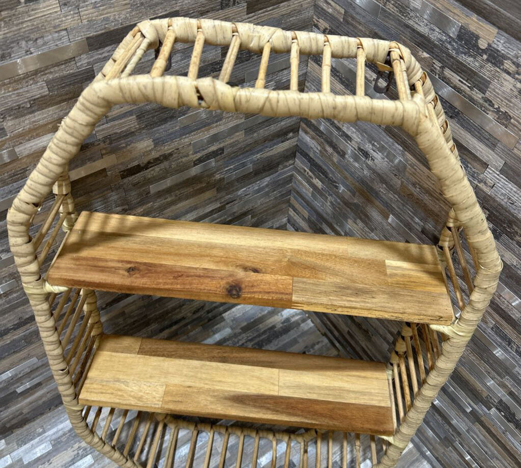 Rattan & Wood Shelving Unit ACCESSORIES 18x29
