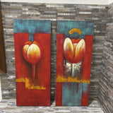 2pc Set Textured Tulips On Canvas ART WORK 12x30