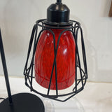 Metal Base Arching Red Glass Shade TABLE LAMP 10Wx6Dx16H