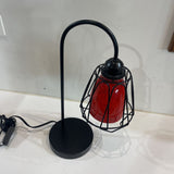 Metal Base Arching Red Glass Shade TABLE LAMP 10Wx6Dx16H