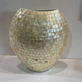 Laquered Mother Of Pearl Finish Mosaic Vase ACCESSORIES 12Wx5Dx14H