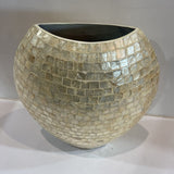 Laquered Mother Of Pearl Finish Mosaic Vase ACCESSORIES 12Wx5Dx14H