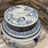 Fine Asian Lidded Scenic Ginger Jar w/ Brass Accents ACCESSORIES 7Wx8.75H