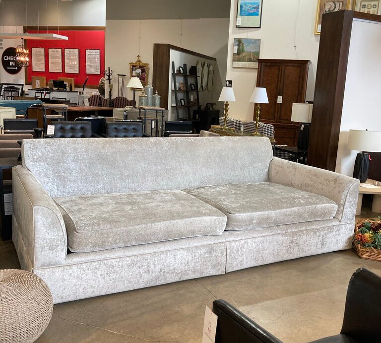 Oversized Skirted Deep Set Chenille SOFA Champagne 112Wx50dx36H