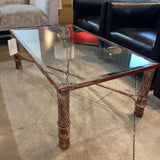 Sculptural Rectangular Rustic Glass Top COFFEE/COCKTAIL TABLE 48w26d17h