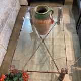 Sculptural Rectangular Rustic Glass Top COFFEE/COCKTAIL TABLE 48w26d17h