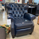 Barcalounger Leather Presidential w/ Brass Tack Trim RECLINERS Blue 34.5W40.5Dx40.25H