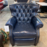 Barcalounger Leather Presidential w/ Brass Tack Trim RECLINERS Blue 34.5W40.5Dx40.25H