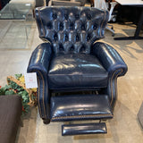 Barcalounger Leather Presidential w/ Brass Tack Trim RECLINERS Blue 34.5W40.5Dx40.25H