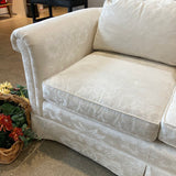 Baker Furniture Damask Skirted Roll-Arm SOFA 83w34d26h
