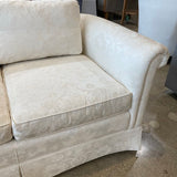Baker Furniture Damask Skirted Roll-Arm SOFA 83w34d26h