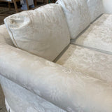 Baker Furniture Damask Skirted Roll-Arm SOFA 83w34d26h