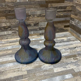 2pc Set Rueven Art Glass Candleholders ACCESSORIES 3.5d7h
