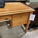 Honey Pine 4-Drawer Writing Desk w/ Glass Top DESKS 62w31d31h