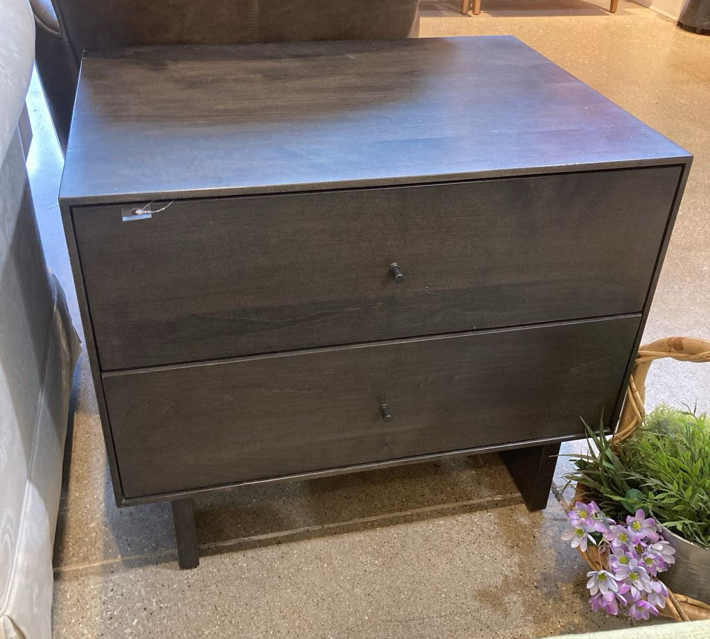 Room & Board Hudson Modern 2-Drawer NIGHTSTAND Charcoal Maple 26w20d22.5h