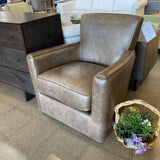 Pottery Barn Irving Square Arm Leather Swivel CHAIR 31w28d32h