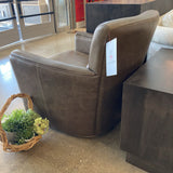 Pottery Barn Irving Square Arm Leather Swivel CHAIR 31w28d32h