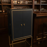 Ballard Designs Harper Campaign Bar CABINET Midnight Blue 28w20d54.5h