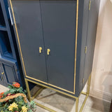 Ballard Designs Harper Campaign Bar CABINET Midnight Blue 28w20d54.5h