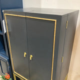 Ballard Designs Harper Campaign Bar CABINET Midnight Blue 28w20d54.5h