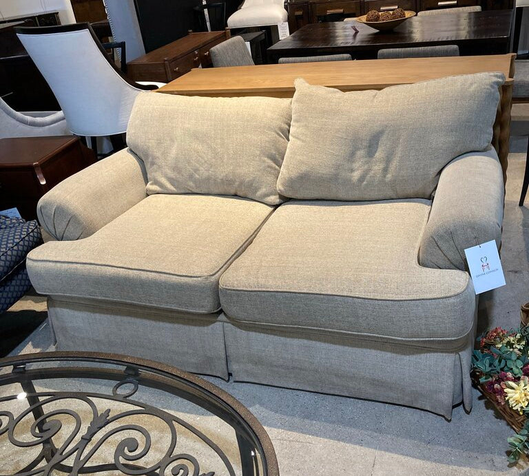 Fabric Skirted Roll-Arm LOVE SEAT 70w40d32h