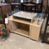 Contemporary Wood & Glass Tv Stand MEDIA CONSOLE 42w23d24h