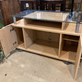 Contemporary Wood & Glass Tv Stand MEDIA CONSOLE 42w23d24h