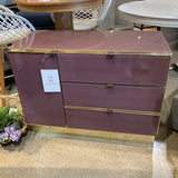 1970s Mauve Glass & Polished Brass Server FURNITURE 36w17d27h