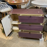 1970s Mauve Glass & Polished Brass Server FURNITURE 36w17d27h