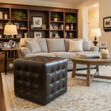 Leon Leather Cube Ottoman OTTOMANS 18w18d18h