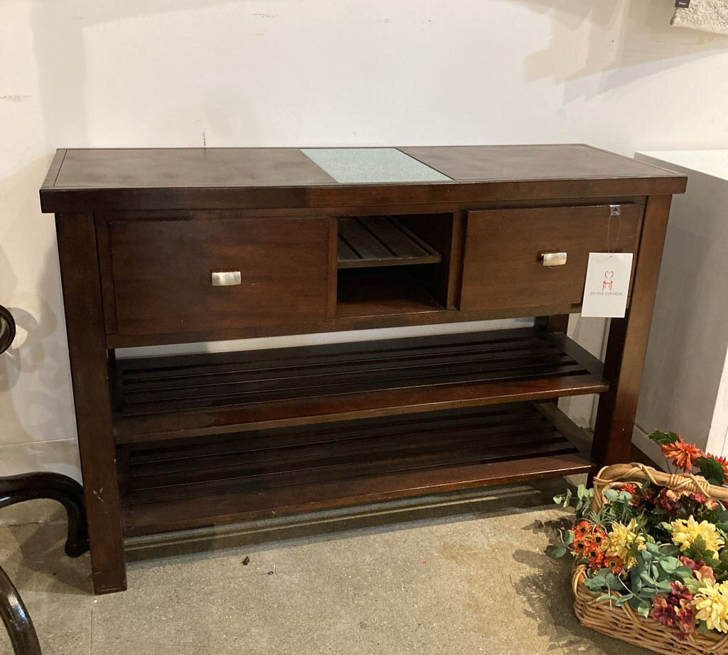 Tiered 2-Drawer Utility Console CONSOLE TABLE 54w18d36h