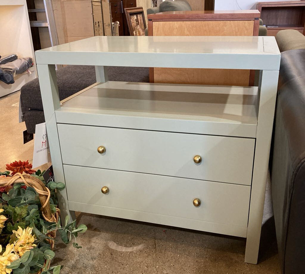 Celine 2-Drawer NIGHTSTAND Sage/Gold 28w17d27h