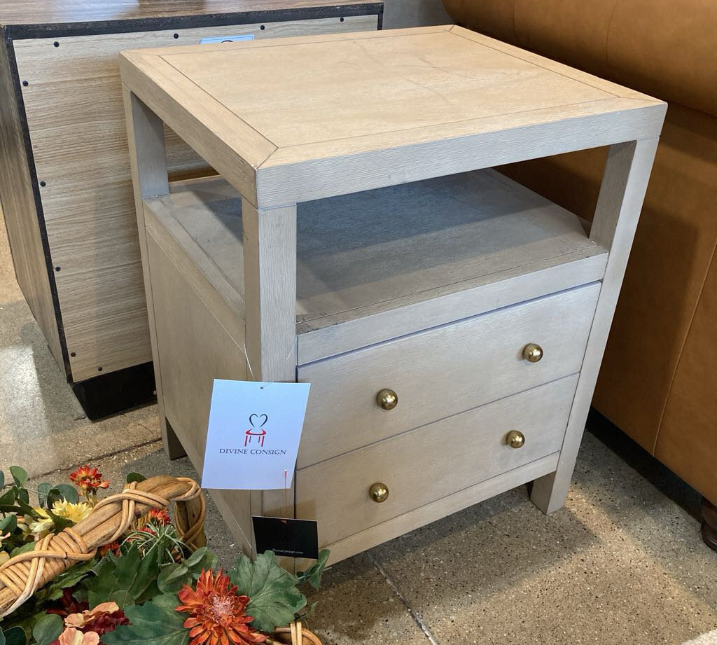 Celine 2-Drawer NIGHTSTAND Light Ash/Gold 21w17d27h