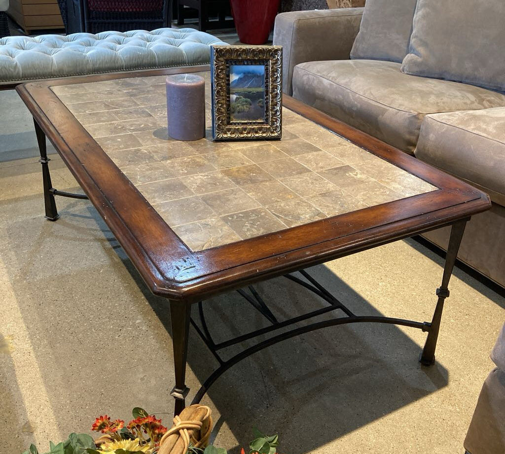Rustic Slate Tile Mosaic Top COFFEE/COCKTAIL TABLE 52w32d20h