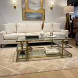 Williams Sonoma Tribeca Glass & Brass COFFEE/COCKTAIL TABLE 52w32d18h