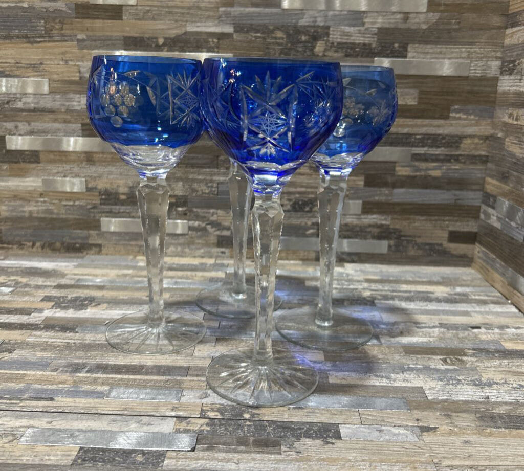 Set Of 4 Nachtmann Traube Hock Wine Glasses ACCESSORIES 3.5d8h