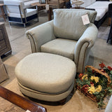Walter E. Smithe Curved Arm Chair With Ottoman LOUNGE CHAIRS Mint 42w42d32h