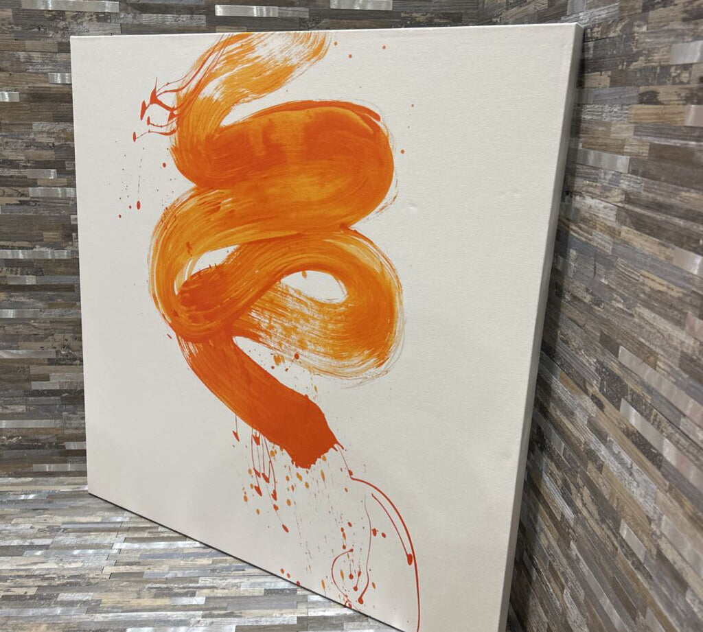 Abstract Orange Swirl On Canvas ART WORK 30x30
